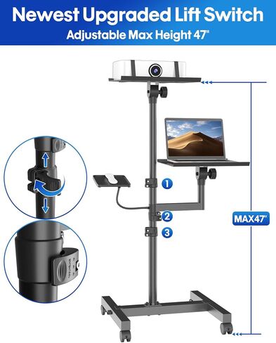 Projector Stand Tripod Adjustable from 26" to 38", Foldable Laptop Floor Stand with Lift Switch, Tripod for Projector with Carry Bag,Portable Podium Stand for Office, Home,Stage, Studio, Dj Racks in Saudi Arabia