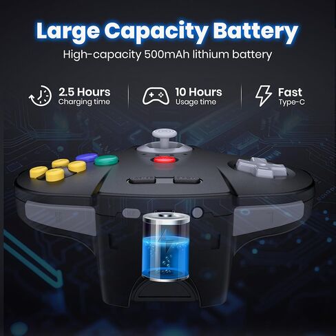 SAFFUN (عبوتان) وحدة تحكم N64 لاسلكية 2.4 جيجا هرتز، جهاز استقبال N64، متوافق مع وحدة تحكم N64 - (قابلة لإعادة الشحن) (التوصيل والتشغيل) (دمدمة مدمجة) أصفر/أحمر شفاف in Kuwait