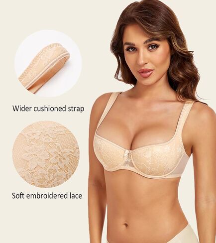 lemorosy امرأة مثير مبطنة برفق دفع ديمي نصف كوب underwire سكوب الرقبة الشرفات صدرية in Saudi Arabia