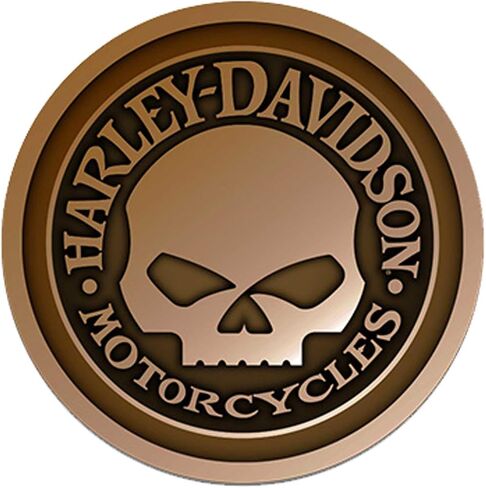 Harley-Davidson 3 In. Leather Willie G Skull Round Emblem Sew-On Patch-Brown in Saudi Arabia