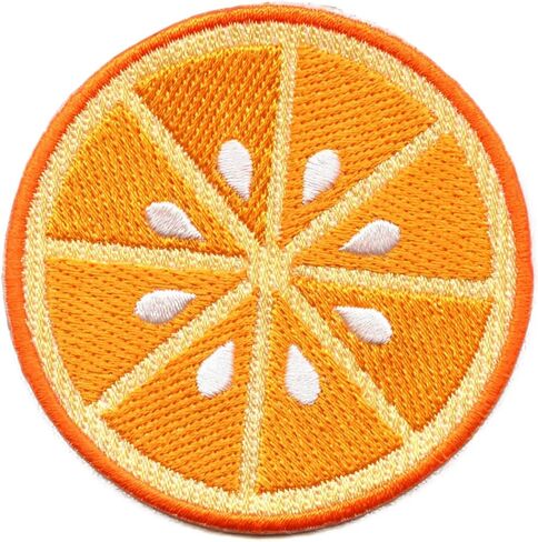 Orange Slice Round Patch Fresh Cut Citrus Embroidered Iron On in Saudi Arabia