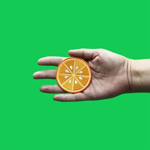 Orange Slice Round Patch Fresh Cut Citrus Embroidered Iron On in Saudi Arabia
