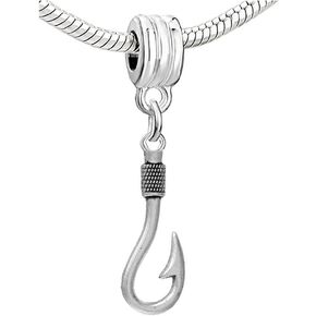 Sexy Sparkles Fisherman's Fish Hook Tool Dangle Charm Bead for Snake Chain Charm Bracelets in Saudi Arabia