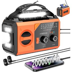 20000mAh Emergency Weather Radio with Wireless Speaker, 74000mWh NOAA AM FM Hand Crank Solar Radio with Flashlight Cell Phone Charger Compass SOS Reading Lamp for Camping and Survival (Green) in Kuwait