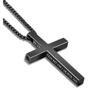 HSM Breathing Necklace for Calm & Focus – Quit Smoking Necklace with Stainless Steel Cross, Scripture Engraved – Stylish Anxiety Necklace for Men & Women, Mindfulness Jewelry with Gift Box in Kuwait