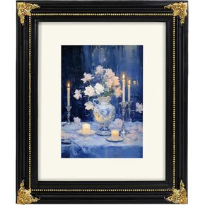 SIMON'S SHOP 8x10 Picture Frame with Mat, Black Picture Frames for Wall and Tabletop, Vintage Picture Frames 8x10 Matted to 5x7 Image in Kuwait