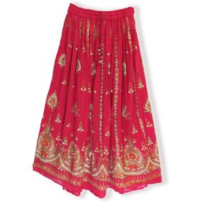 Radhy krishna fashions Tie Dye Yoga Trend Women's Sequined Crinkle Broomstick Gypsy Long Skirt (Pink) in Saudi Arabia