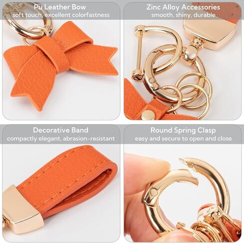 Leather Bow Keychain - Car Keychain Cute Purse Charms Bag Charms for Women - Bow keychain for Purse Handbag Backpack in Kuwait