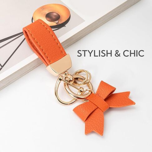 Leather Bow Keychain - Car Keychain Cute Purse Charms Bag Charms for Women - Bow keychain for Purse Handbag Backpack in Kuwait