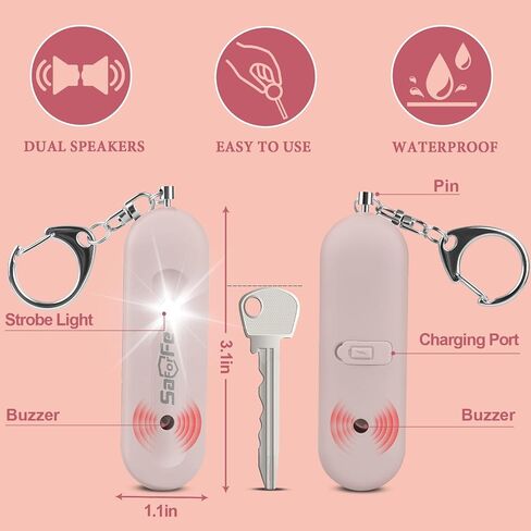Personal Safety Alarm - Waterproof Rechargeable Security Alarm - 140dB Extra Loud Siren & Strobe Light - Self Defense Keychain - Gift for Women, Teenagers, College Girls, Seniors(Wisteria) in Saudi Arabia