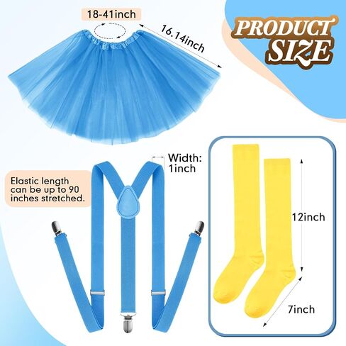 Sintege 2 Set Women Blue Tutu Costume 5 Layered Tulle Tutu Skirt Y Back Suspender Knee High Sock for Halloween Party Cosplay in Saudi Arabia