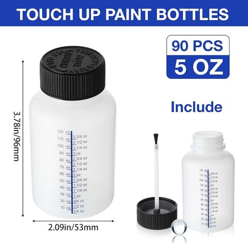 Honeydak 30 Pcs 5oz/150ml Paint Touch up Bottles Empty Touch up Bottle with Brush, Safe Lids, and Mixing Balls, Fluid Capacity Leftover Paint Container for Fix Chips, Scratches, Auto Car Repair in Saudi Arabia