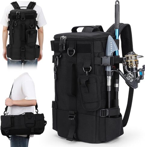حقيبة ظهر صيد ، حقيبة ظهر تكتيكية تكتيكية صيد تعامل على حقيبة صيد الأسماك ، حقيبة المشي لمسافات طويلة ، حقيبة الظهر على ظهر حقيبة تحمل على الظهر ، حقيبة تمويدية متعددة الوظائف للصيد للتنزه في الصيد in Kuwait