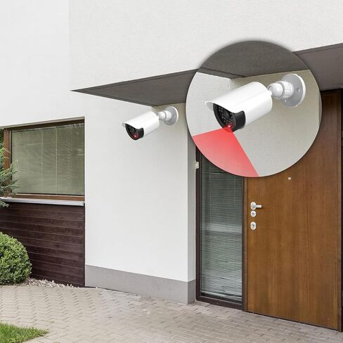 WALI Bullet Dummy Fake Surveillance Security CCTV Dome Camera Indoor Outdoor with One LED Light, Security Alert Sticker Decals (TC-B2), 2 Packs, Black in Kuwait