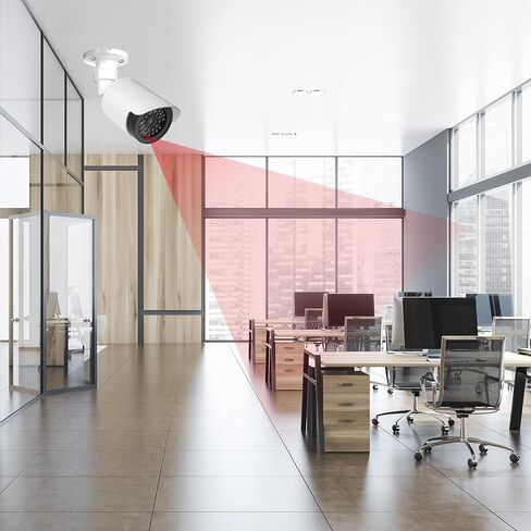 WALI Bullet Dummy Fake Surveillance Security CCTV Dome Camera Indoor Outdoor with One LED Light, Security Alert Sticker Decals (TC-B2), 2 Packs, Black in Kuwait