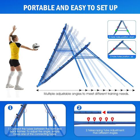 شبكة كرة طائرة مقاس 5 × 4 أقدام، شبكة كرة قدم مع تعديلات سريعة 2 × 6 زوايا، شريط مستهدف للدقة، إعداد سريع سهل، مثالية للبيسبول لاكروس والتدريب الرياضي in Kuwait