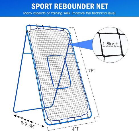 شبكة كرة طائرة مقاس 5 × 4 أقدام، شبكة كرة قدم مع تعديلات سريعة 2 × 6 زوايا، شريط مستهدف للدقة، إعداد سريع سهل، مثالية للبيسبول لاكروس والتدريب الرياضي in Kuwait