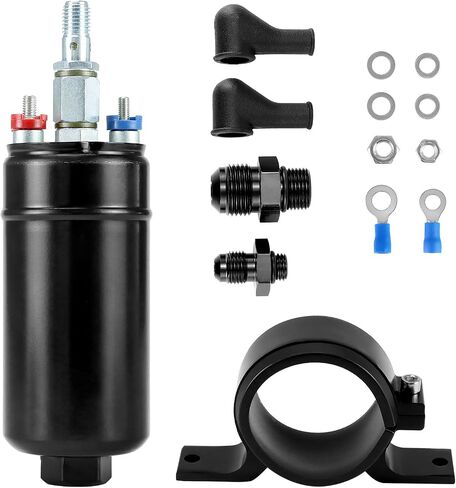 Qwork عالية التدفق الخارجي مضخة الوقود المضمّنة الكهربائية 300 رطل أنظمة 12V DC مع قوس 60 مم in Saudi Arabia