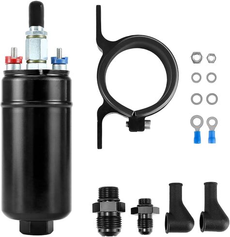 Qwork عالية التدفق الخارجي مضخة الوقود المضمّنة الكهربائية 300 رطل أنظمة 12V DC مع قوس 60 مم in Saudi Arabia