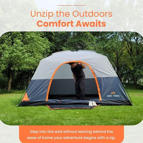 Arktrek 6 Thents for Camping - Family Camping Tent Cabin W ورقة أرضية ، غلاف رينفيلي ، Powerport - خيمة كبيرة للإعداد السريعة ، خيمة التخييم منبثقة للماء للنزهات المشي لمسافات طويلة in Saudi Arabia