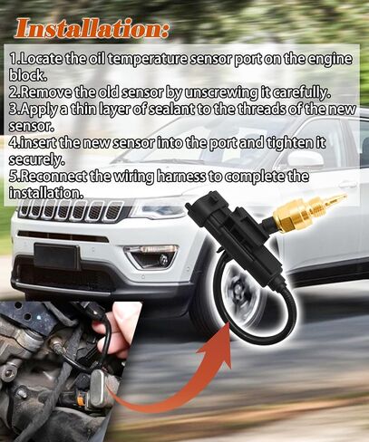 Engine Oil Temperature Sensor Compatible with Jeep Cherokee Compass Renegade 2.4L 2015-2020,Chrysler 200,Fiat 500 1.4L 2012-2019,500L 1.4L 2014-2017,Dart 1.4L 2013,Replace 68088241AA,68119586AA etc in Saudi Arabia