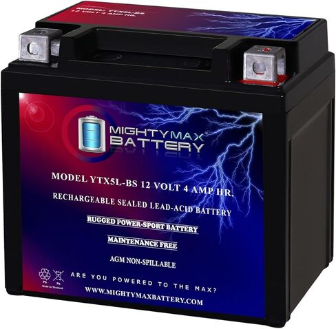 بطارية Mighty Max Max YTX5L-BS 12V 4AH Battery تحل محل ATV رباعي الدراجات النارية الدراجات البخارية MOPED in Saudi Arabia