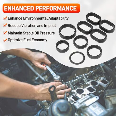مرشح زيت المحرك الإسكان o طقم ختم الحلقة 7pcs متوافق مع 2014-2021 Chrysler Dodge Jeep Ram 200 300 Pacifica Charger Charger Cherokee Wrangler 1500 Promaster 3.6L 3.2L استبدال# 68191356AA in Kuwait