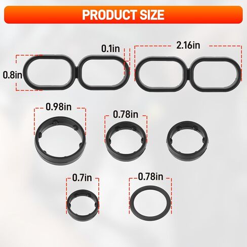 مرشح زيت المحرك الإسكان o طقم ختم الحلقة 7pcs متوافق مع 2014-2021 Chrysler Dodge Jeep Ram 200 300 Pacifica Charger Charger Cherokee Wrangler 1500 Promaster 3.6L 3.2L استبدال# 68191356AA in Kuwait