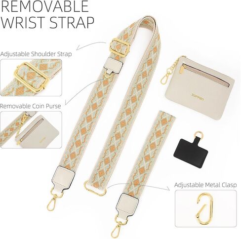 ZOPPEN Phone Lanyard Crossbody, Clip and Go Strap for Phone with Wallet Crossbody, Phone Strap with Zippered Pouch, Adjustable Strap with Phone Tethe Tap for All Phones, Brown in Kuwait