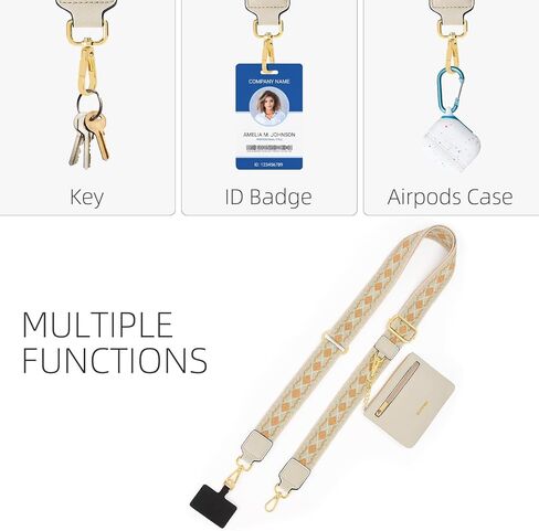 ZOPPEN Phone Lanyard Crossbody, Clip and Go Strap for Phone with Wallet Crossbody, Phone Strap with Zippered Pouch, Adjustable Strap with Phone Tethe Tap for All Phones, Brown in Kuwait