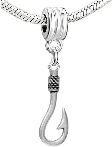 Sexy Sparkles Fisherman's Fish Hook Tool Dangle Charm Bead for Snake Chain Charm Bracelets in Saudi Arabia