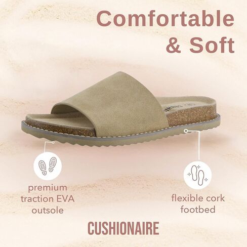 Cushionaire الطقوس الصندل الشريحة للنساء-انزلاق من جلد الغزال مع سد قدم ، نعل محيطي ونعل خارجي خفيفة الوزن مرنة in Kuwait