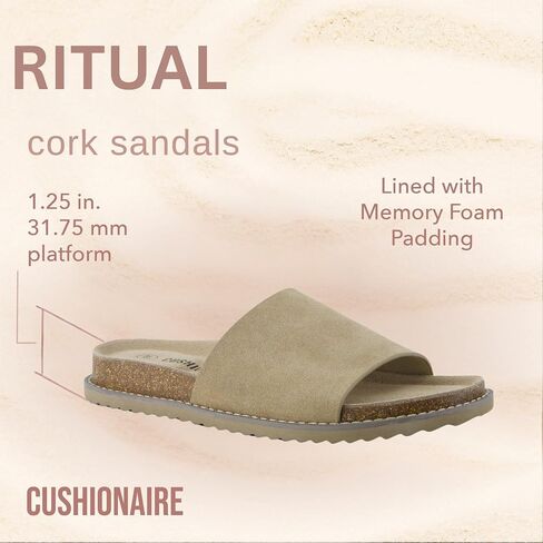Cushionaire الطقوس الصندل الشريحة للنساء-انزلاق من جلد الغزال مع سد قدم ، نعل محيطي ونعل خارجي خفيفة الوزن مرنة in Kuwait