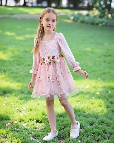 Renotemy Toddler Flower Girl Tulle Dress Princess Party Fairy Tutu Dresses for Birthday Wedding Photography Holiday 3-7 Years in Saudi Arabia