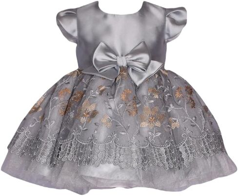 Bonnie Jean Baby Girl's Special Occasion Party Dress - for Baby, Toddler and Little Girls, Silver, 2T in Saudi Arabia