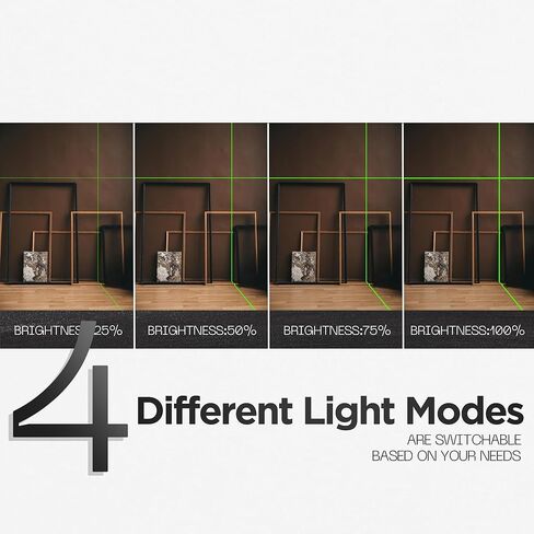 مجموعة أدوات التسوية الذاتية 360 درجة بالليزر، 4D 4x360° خط متقاطع أخضر عمودي وأفقي، أداة مستوى الليزر لبناء تعليق الصور، البطاريات، الحامل المغناطيسي، حقيبة الحمل in Kuwait