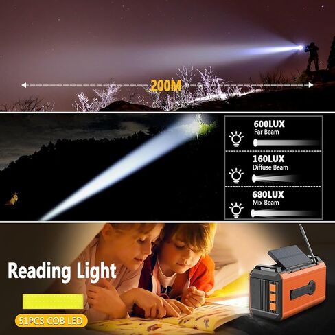 20000mAh Emergency Weather Radio with Wireless Speaker, 74000mWh NOAA AM FM Hand Crank Solar Radio with Flashlight Cell Phone Charger Compass SOS Reading Lamp for Camping and Survival (Green) in Kuwait