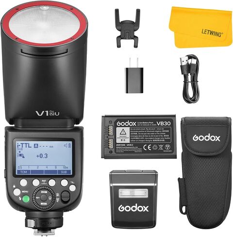 GODOX V1 Pro F V1Pro-F Round Head Flash for Fuji, 2.4G TTL Fuji Speedlite HSS 1/8000s, 2980mAh Li-ion Battery, Detachable Sub Flash SU-1, External Flash Compatible for Fujifilm Camera(USA Version) in Saudi Arabia