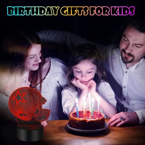 3D Illusion Night Light Desk Lamp, 7 Colors Auto Gradual Changing USB Powered LED Lights with Touch Switch for Kids Gifts Home Decoration (Baseball Helmet) in Saudi Arabia
