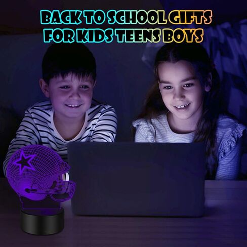 3D Illusion Night Light Desk Lamp, 7 Colors Auto Gradual Changing USB Powered LED Lights with Touch Switch for Kids Gifts Home Decoration (Baseball Helmet) in Saudi Arabia