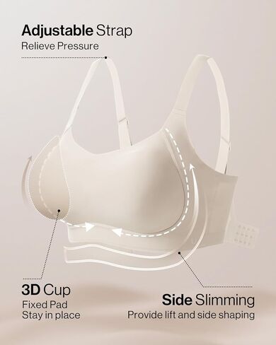 Lift Support Bra with Widen Side, Full Coverage Seamless Bralette no Underwire, No Show Comfortable Bra in Kuwait