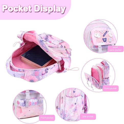 Girls Backpack for Elementary School,Multi Pocket Pink School Backpack for Girls 8-10 Lightweight Kawaii Waterproof 16 inch in Kuwait