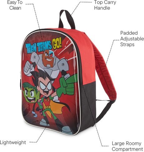 DC Comics Teen Titans Go Toddler Boy Backpack for Kids - Toddler Backpack with Padded Straps & Zip Compartment Little Kids Backpack - Comfy Backpack for Kids & Preschool Backpack - 15" in Saudi Arabia