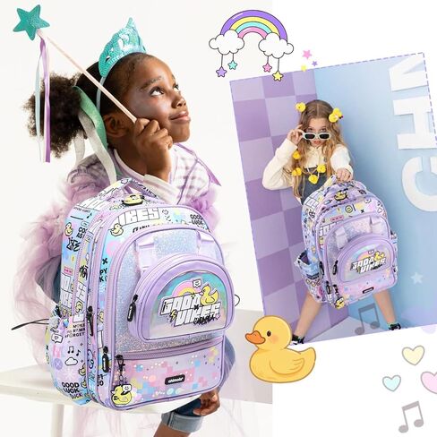 Girls Backpack for Elementary School,Multi Pocket Pink School Backpack for Girls 8-10 Lightweight Kawaii Waterproof 16 inch in Kuwait