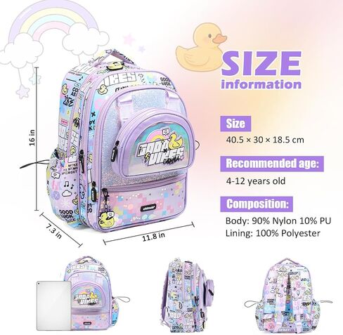 Girls Backpack for Elementary School,Multi Pocket Pink School Backpack for Girls 8-10 Lightweight Kawaii Waterproof 16 inch in Kuwait