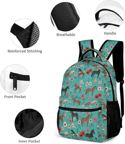 Koyi Horse Backpack Girls Horse with Floral Flowers Backpack for Girls ، حقيبة الظهر للأطفال من أجل السفر المدرسي ، وأشياء خيرية لطيفة للفتيات ، وظهر الظهر الفتيات الابتدائية ، و 16.5 بوصة ، مشمش in Saudi Arabia