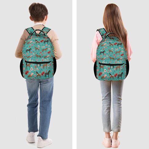 Koyi Horse Backpack Girls Horse with Floral Flowers Backpack for Girls ، حقيبة الظهر للأطفال من أجل السفر المدرسي ، وأشياء خيرية لطيفة للفتيات ، وظهر الظهر الفتيات الابتدائية ، و 16.5 بوصة ، مشمش in Saudi Arabia