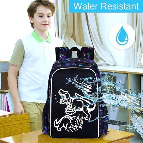 حقيبة الظهر ufndc 3pcs boys dinosaur ، حقيبة كتب تمويه الأطفال مع صندوق غداء ، 17 بوصة مقاومة للمراهقات في سن المراهقة. in Kuwait