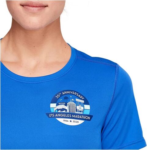 ASICS Womens L.A. Marathon Graphic T-Shirt, Blue, Medium in Saudi Arabia