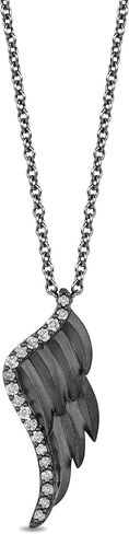 jewellilli ساحر ديزني المجوهرات الراقية الفضية الاسترليني مع روديوم أسود 1/10 CTTW الماس الأجنحة maleficent قلادة in Saudi Arabia